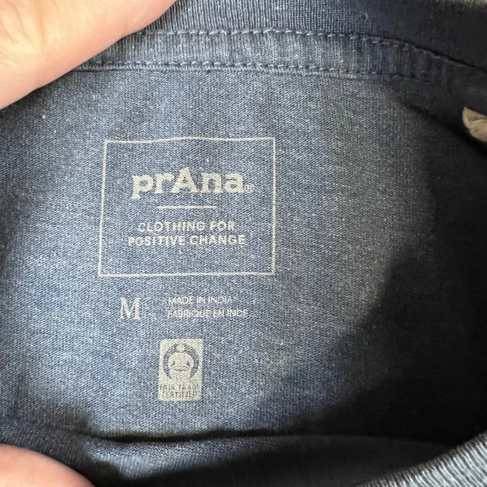 Prana Mens Short Sleeve Crew Neck T-Shirt Heather Blue Gray Size M Fair Trade_6